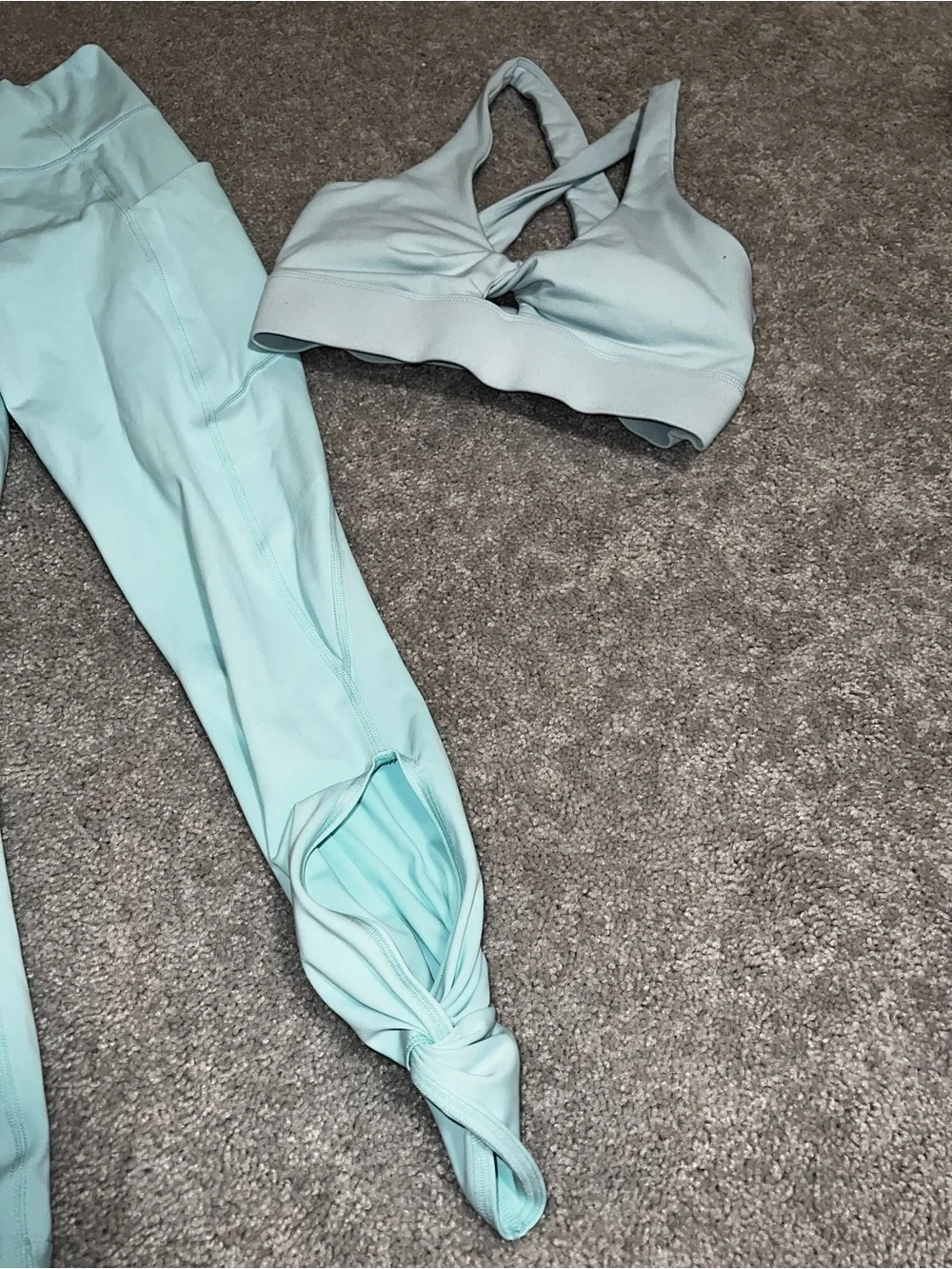 Fabletics Light Blue High-Waist Leggings with Strappy Sports Bra